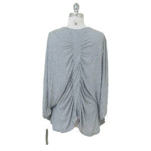 New Nwt KENAR Womens Misses Medium Ruched Back Open Front Gray Cardigan